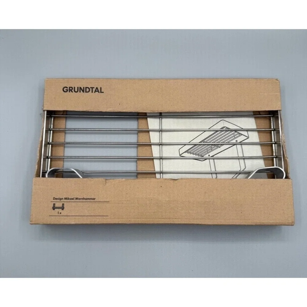 IKEA Grundtal Wall Shelf Stainless Steel Kitchen Rack 200.227.65 Drying Rack